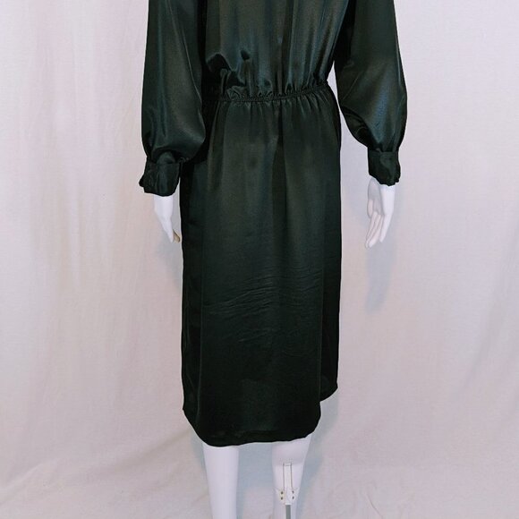 Vintage Personal Image Dress Size 12 Black Collared Pleated - Picture 4 of 7